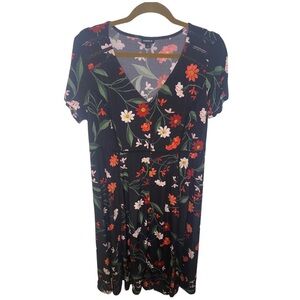 torrid Black Floral Midi Dress with Red & Pink Flowers